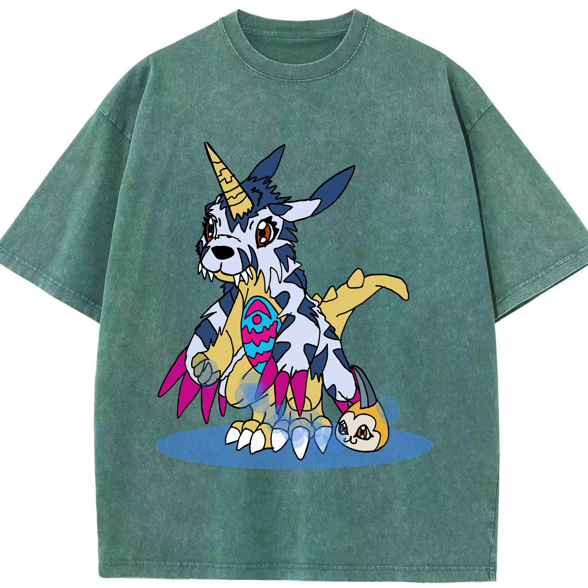 （画像用） Digimon デジタルモンスター/デジモン 綿100% ヴィンテージ風 半袖Tシャツ（フロントプリント）